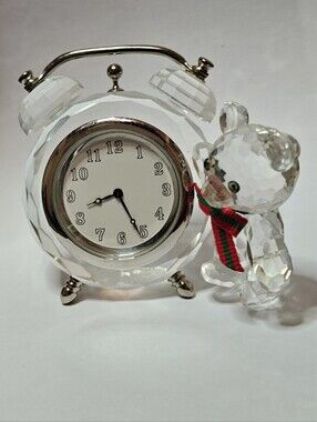 Swarovski Kris Bear crystal table clock figurine